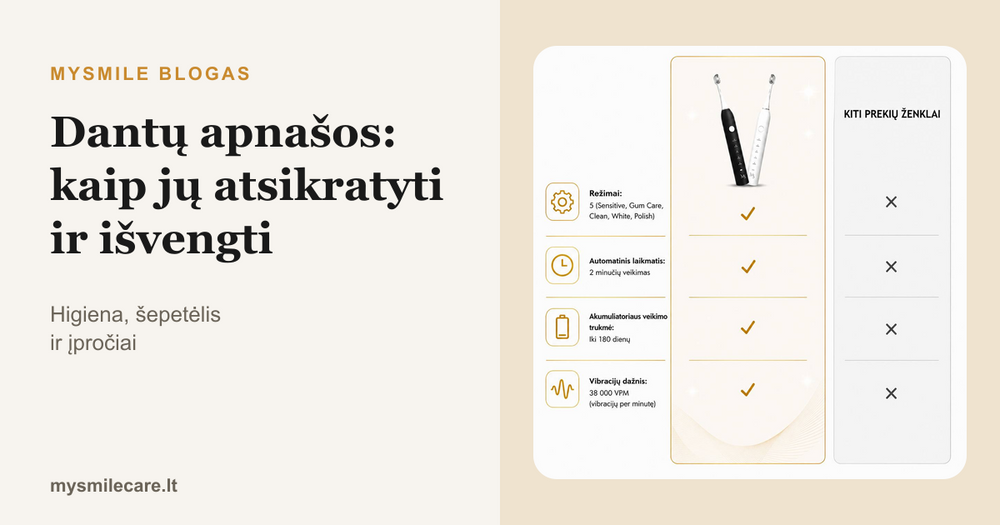 MySmile Sonic elektrinis dantų šepetėlis – dantų apnašų šalinimas