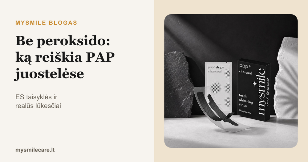 MySmile PAP+ anglies dantų balinimo juostelių pakuotė