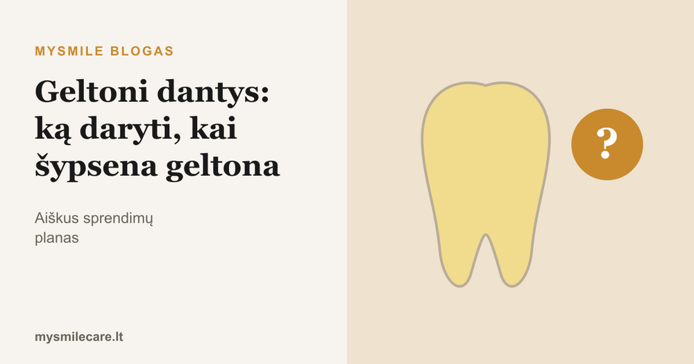 Geltono danties iliustracija su klaustuku – geltoni dantys: ką daryti